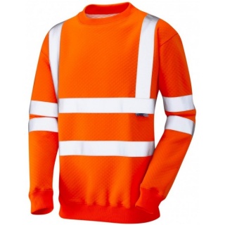 Leo WorkwearSS05-O WinkleighEcoViz Hi Vis Sweatshirt Crew Neck Orange ISO 20471 Class 3